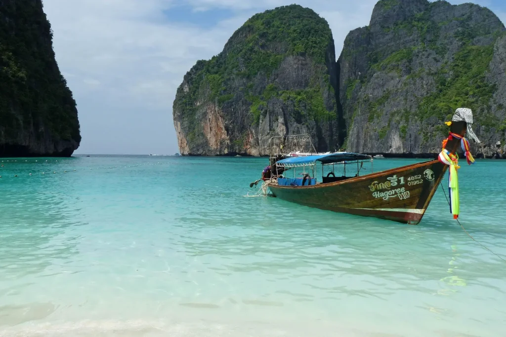 Tropical beach in Thailand with clear waters and golden sands, a top pick for the best places to travel in March.