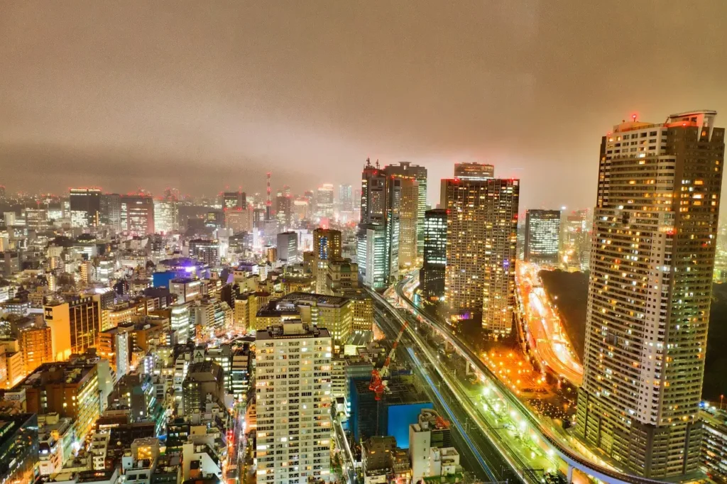 Tokyo skyline at dusk, showcasing one of the amazing Asian places to travel.