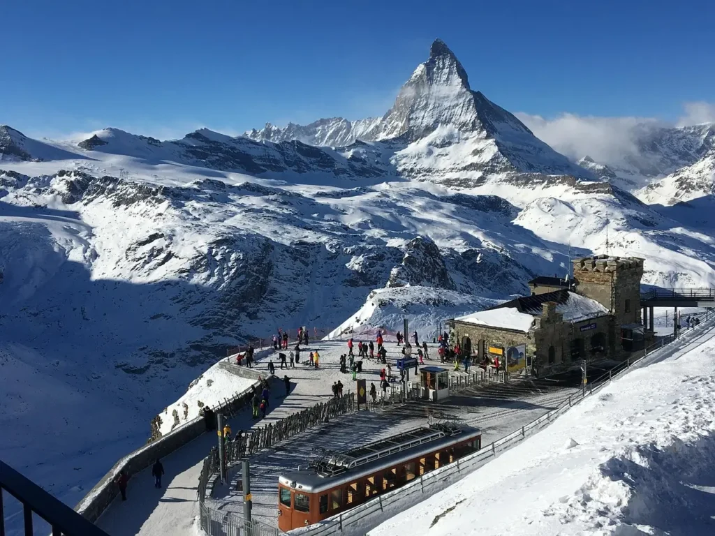 A breathtaking view of Zermatt, Switzerland, one of the best ski resorts in Europe, with the iconic Matterhorn in the background."