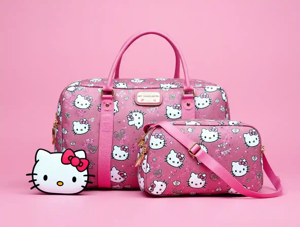 "Hello Kitty travel bag featuring a cute design perfect for fans and collectors."