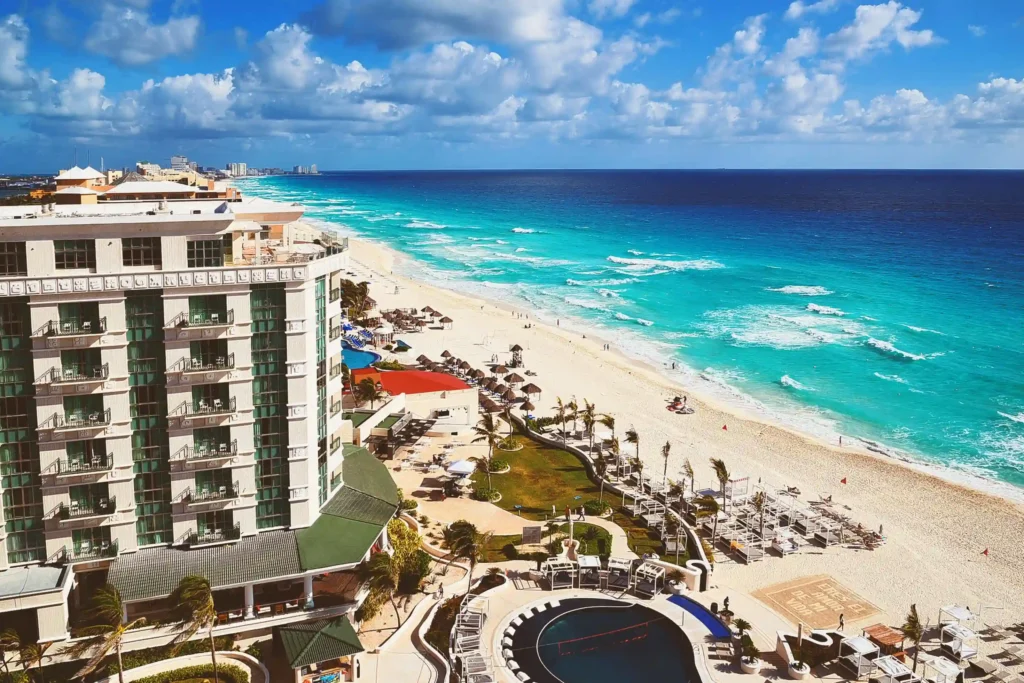 All Inclusive Resorts South America: A luxurious beachfront resort in Cancún, Mexico, offering all-inclusive amenities and stunning ocean views.

