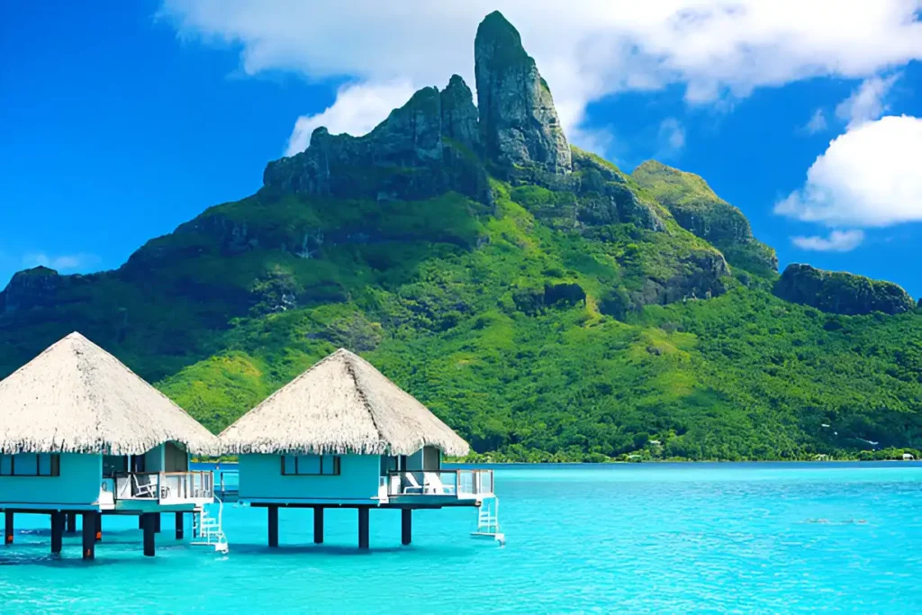 "Bora Bora vs Maldives comparison, showcasing crystal-clear waters and tropical paradise."