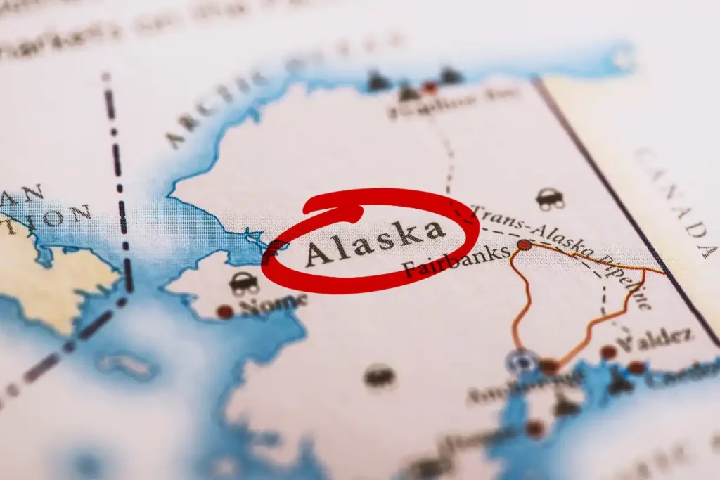 "Map highlighting the best places to live in Alaska with marked cities and regions known for their stunning landscapes and thriving communities."

