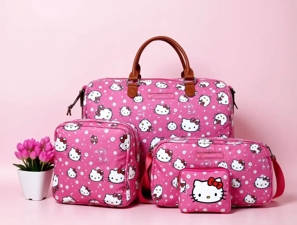 "Colorful Hello Kitty travel bags perfect for fans and collectors, featuring iconic Hello Kitty design and travel-friendly features."

