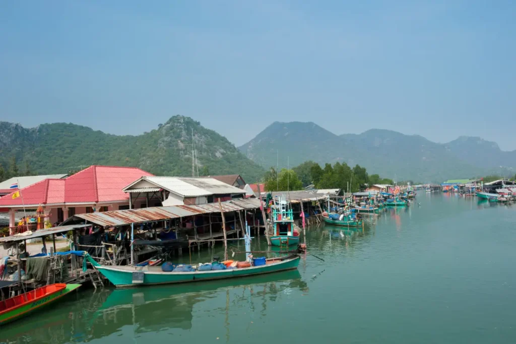 "Fisherman's Village in Ko Samui Thailand with traditional Thai architecture and stunning coastal views."