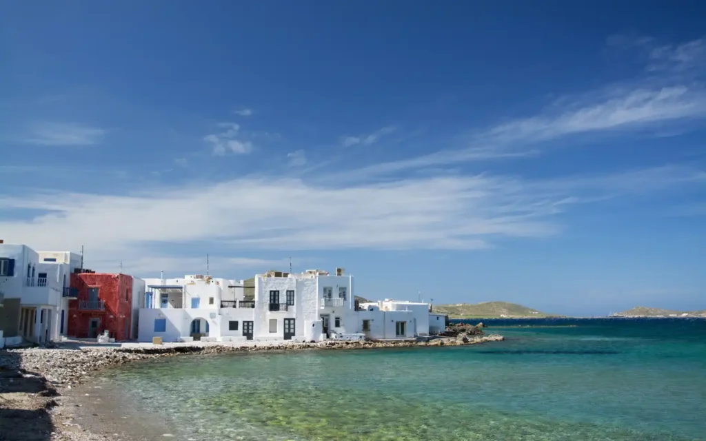 Traditional Cycladic Houses on the Shoreline of Paros, Greece